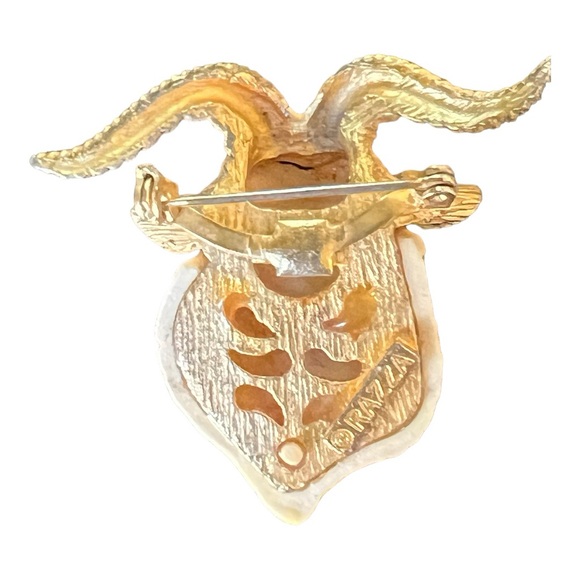 Signed Vintage Razza Ram Head Brooch - Picture 3 of 3